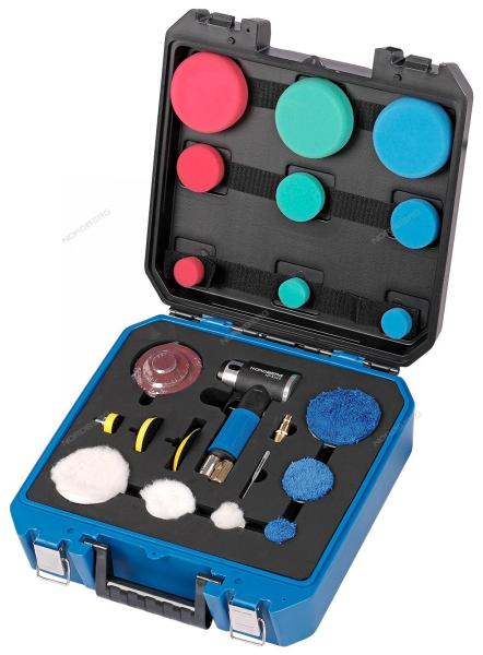 Пневмошлифмашинка угловая орбитальная, эксцентрик, в комплекте с насадками, диам. 25, 50, 75 мм NP3225K Пневмошлифмашинка угловая орбитальная, эксцентрик, в комплекте с насадками, диам. 25, 50, 75 мм NP3225K